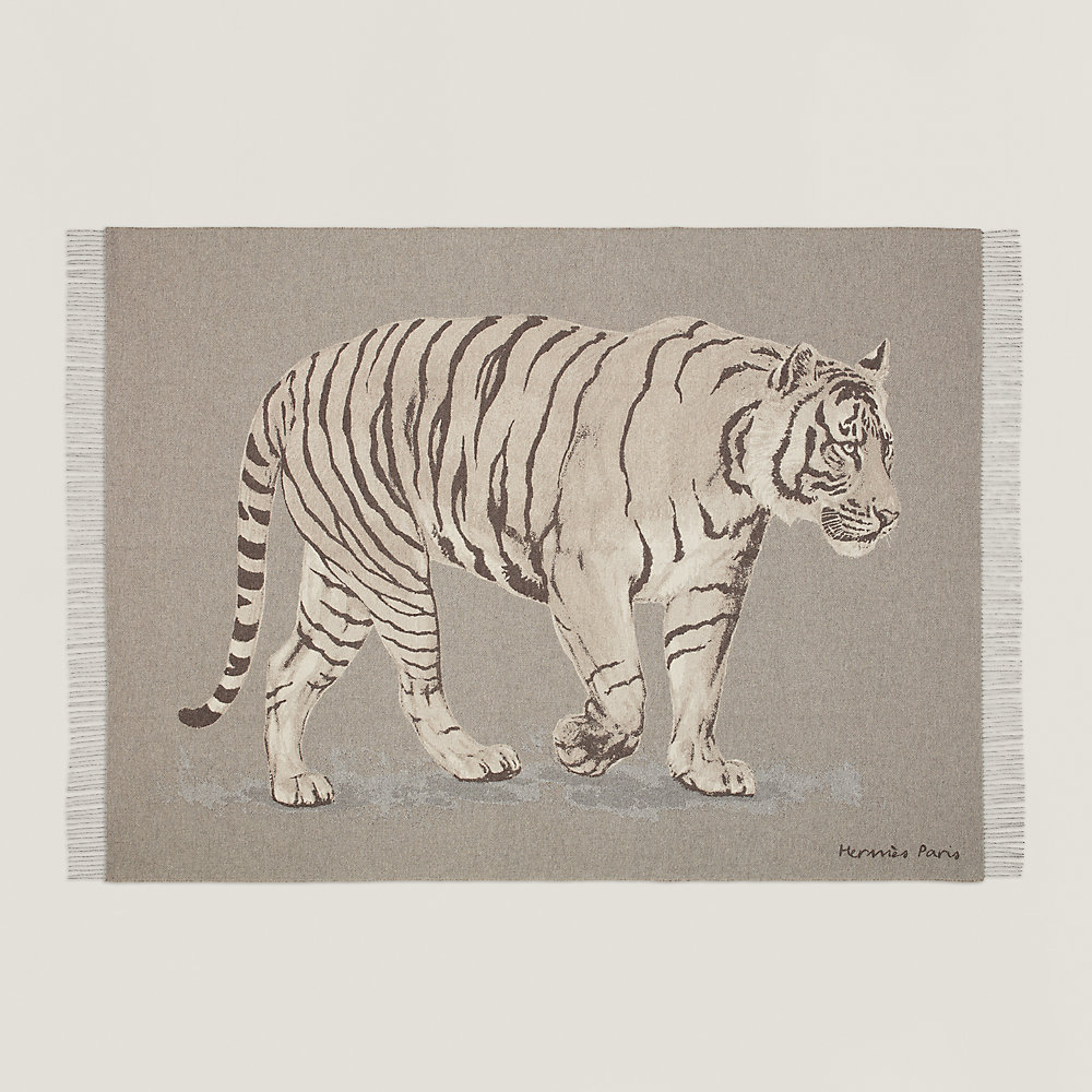 La Marche du Tigre blanket - Brown | Hermès USA